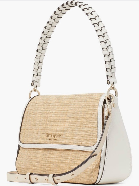 kate spade Handbags - Kate Spade HUDSON Natural Straw and White Leather Shoulder & Cross Body Bag